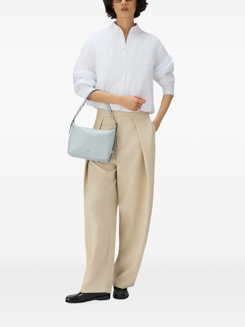Furla Leren clutch met ketting Blauw