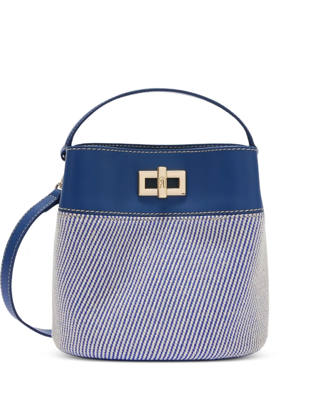 Furla Amelia striped leather bucket bag - Blu