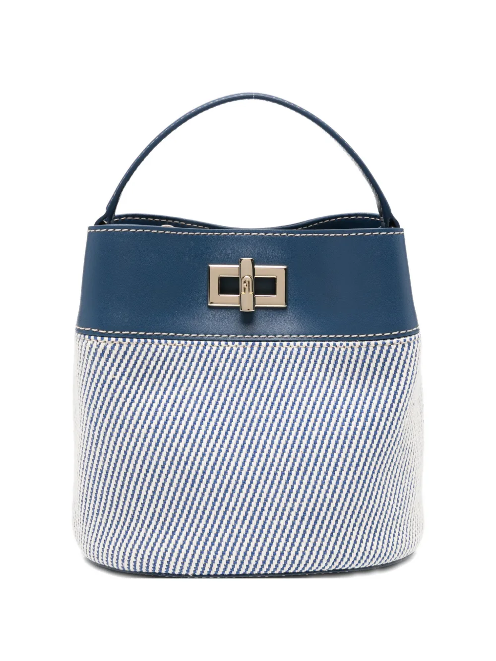 Furla Amelia striped leather bucket bag - Blu