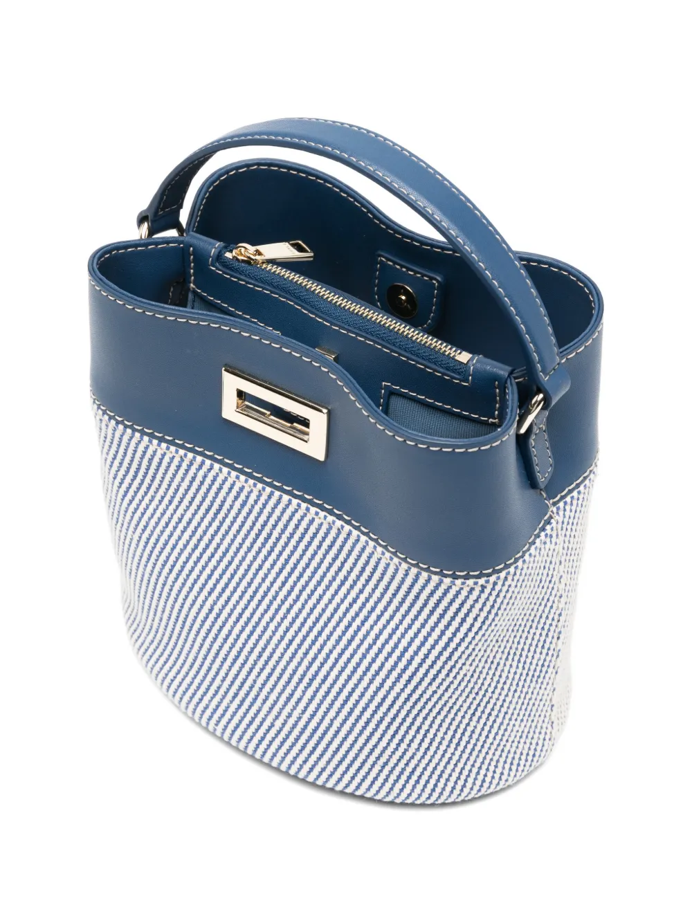 Furla Amelia gestreepte leren bucket-tas Blauw