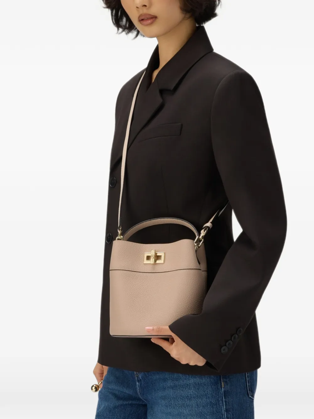 Furla Amelia leren bucket-tas met handgreep Beige