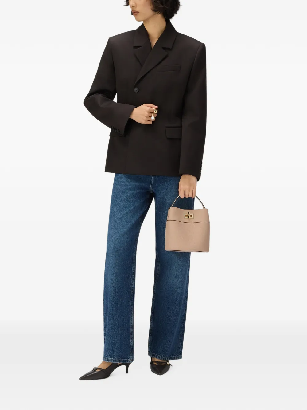 Furla Amelia leren bucket-tas met handgreep Beige