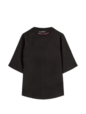 Palm Angels curved-logo Cotton T-shirt | Black | FARFETCH SG