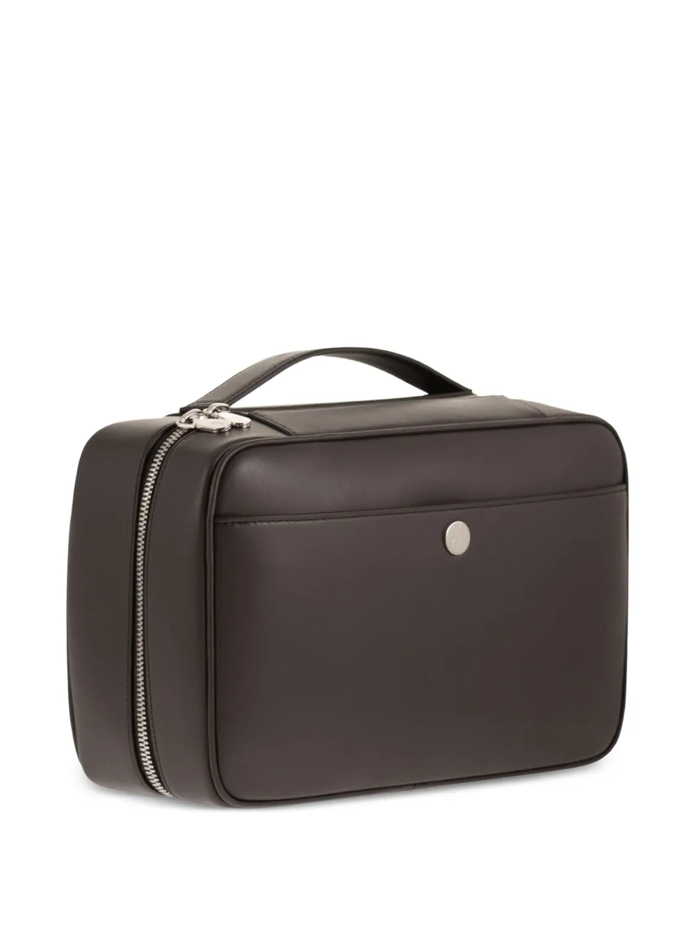  Brunello Cucinelli Logo Leather Wash Bag - Brown 