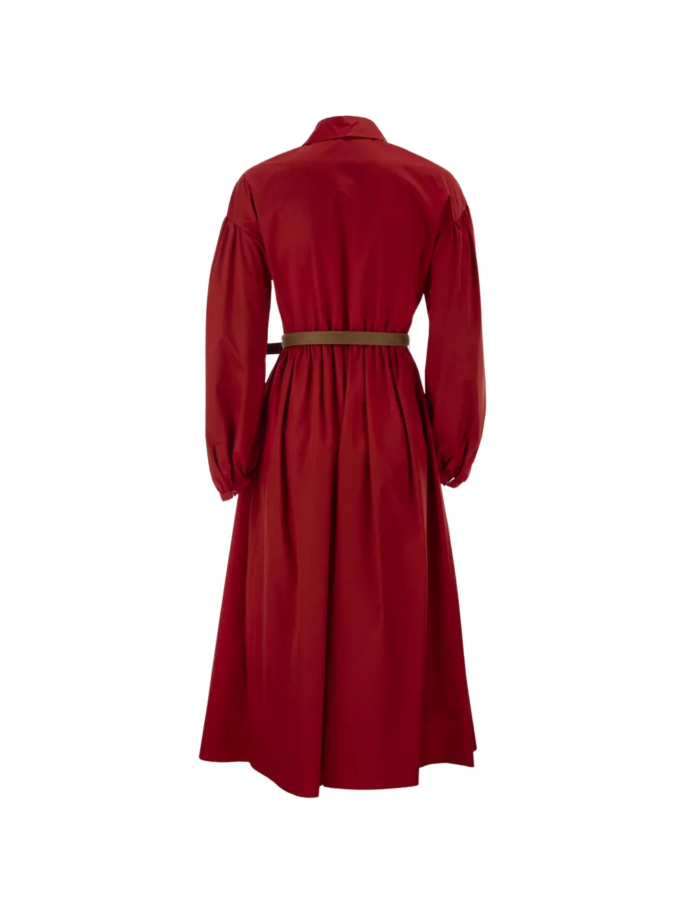 Max Mara Geplooide katoenen midi-jurk met ballonmouwen Rood