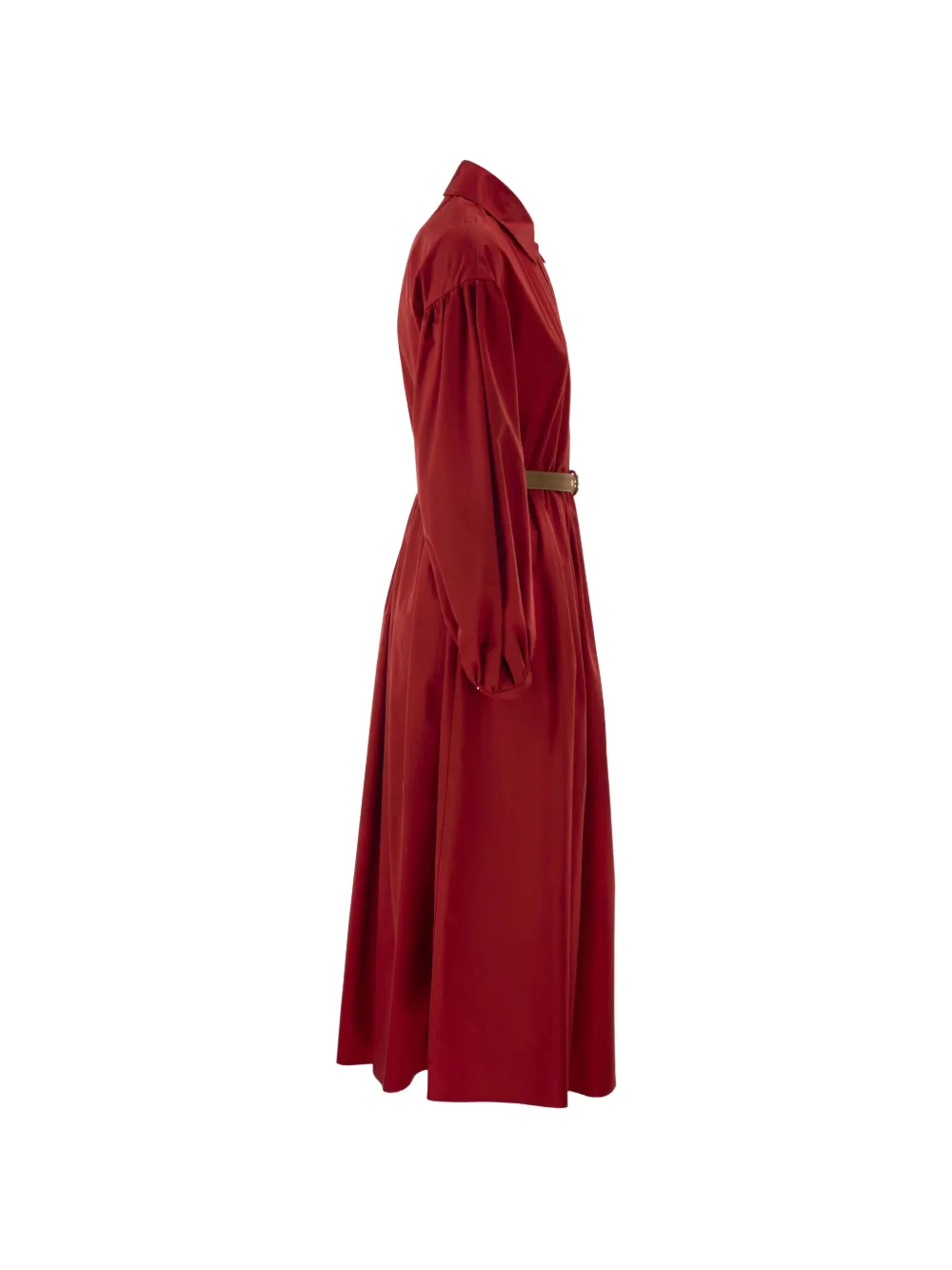Max Mara Geplooide katoenen midi-jurk met ballonmouwen Rood