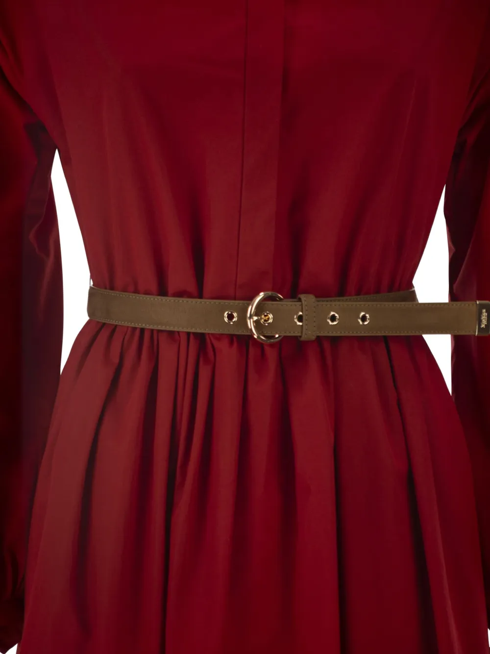 Max Mara Geplooide katoenen midi-jurk met ballonmouwen Rood