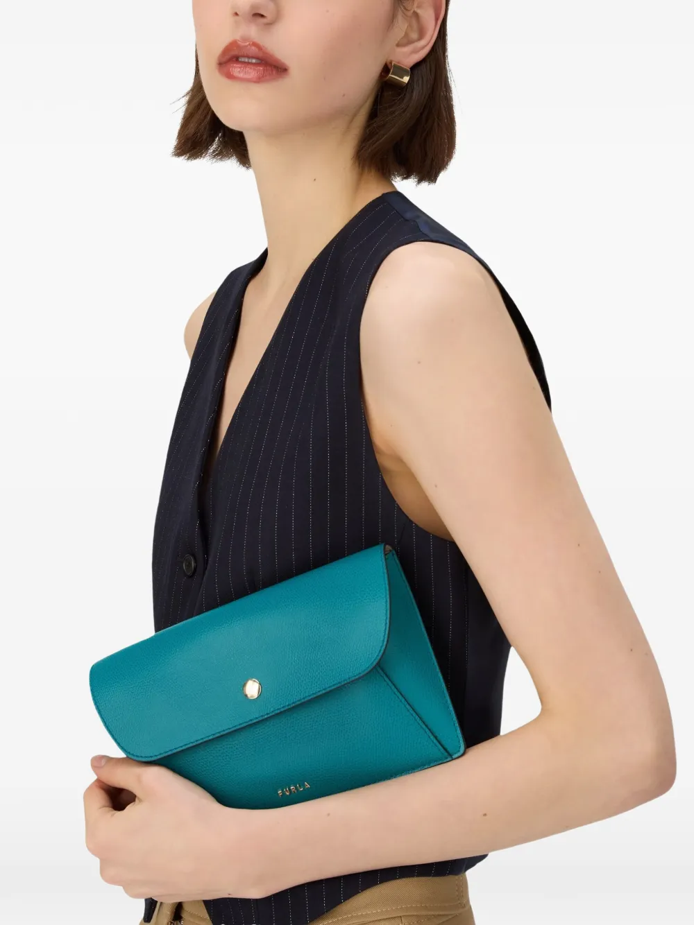 Furla Lea clutch met draaislot Blauw