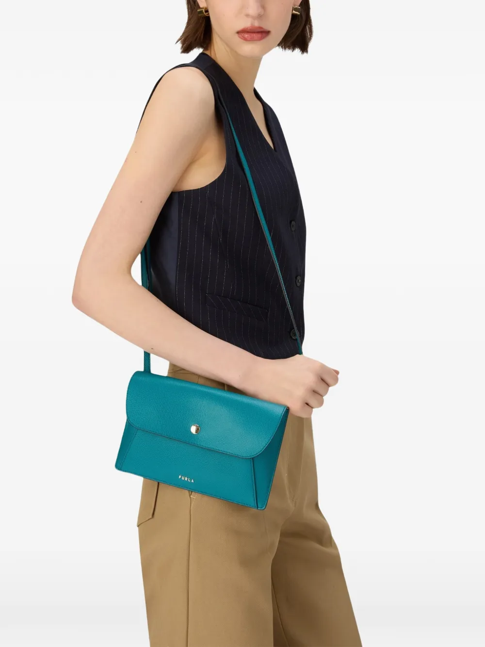 Furla Lea clutch met draaislot Blauw