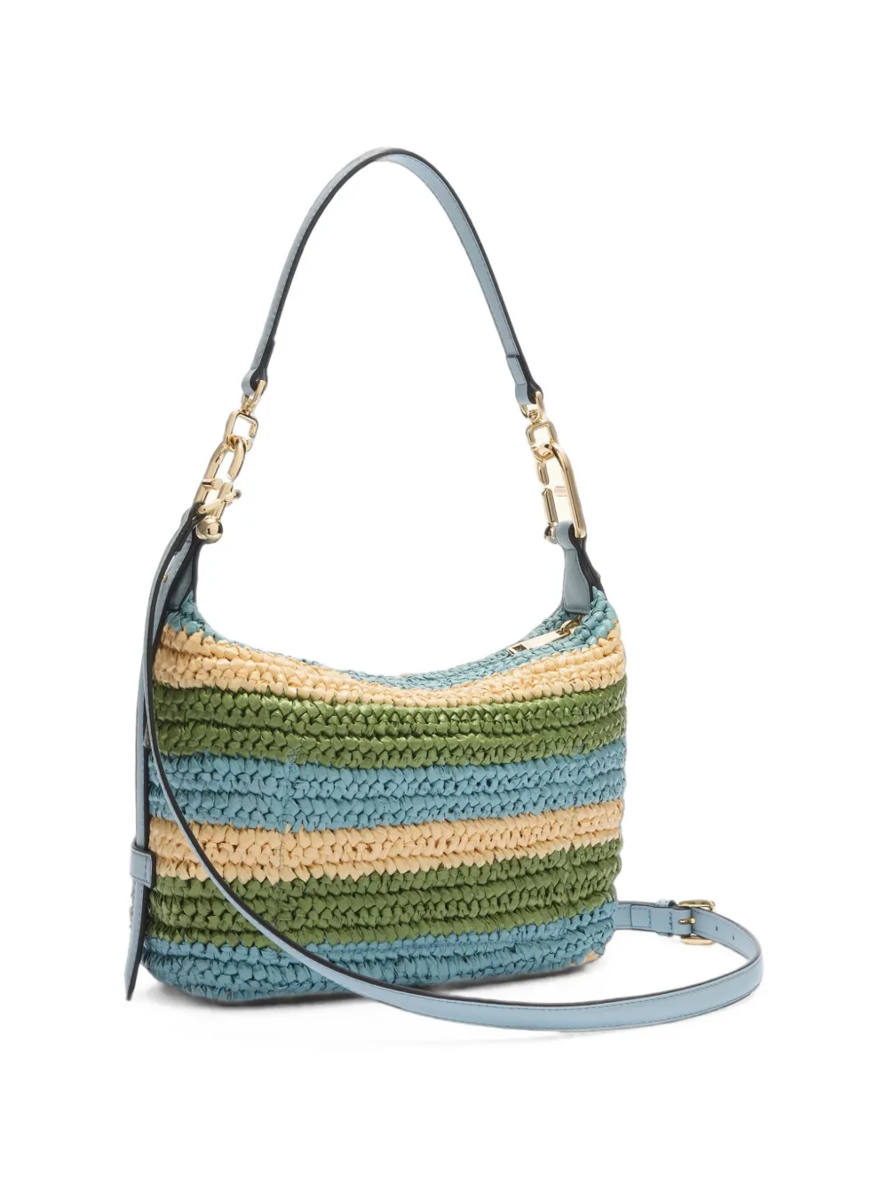 Furla Gestreepte schoudertas met ketting Groen