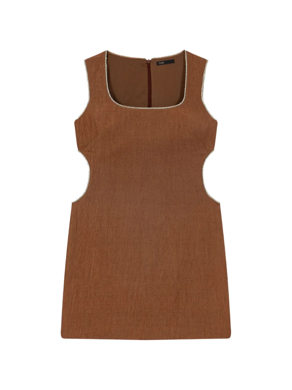 Maje crystal-embellished cut-out dress - Marrone