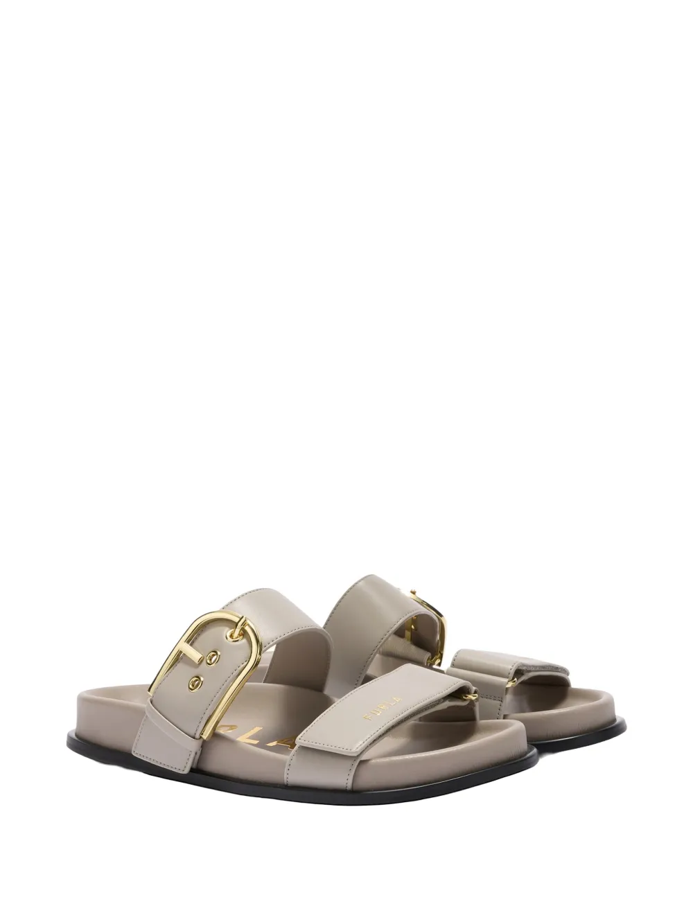 Furla Solea leren sandalen met gesp Beige