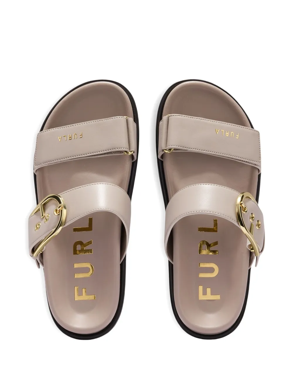 Furla Solea leren sandalen met gesp Beige
