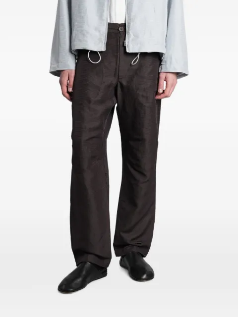 RANRA grid-pattern straight-leg trousers
