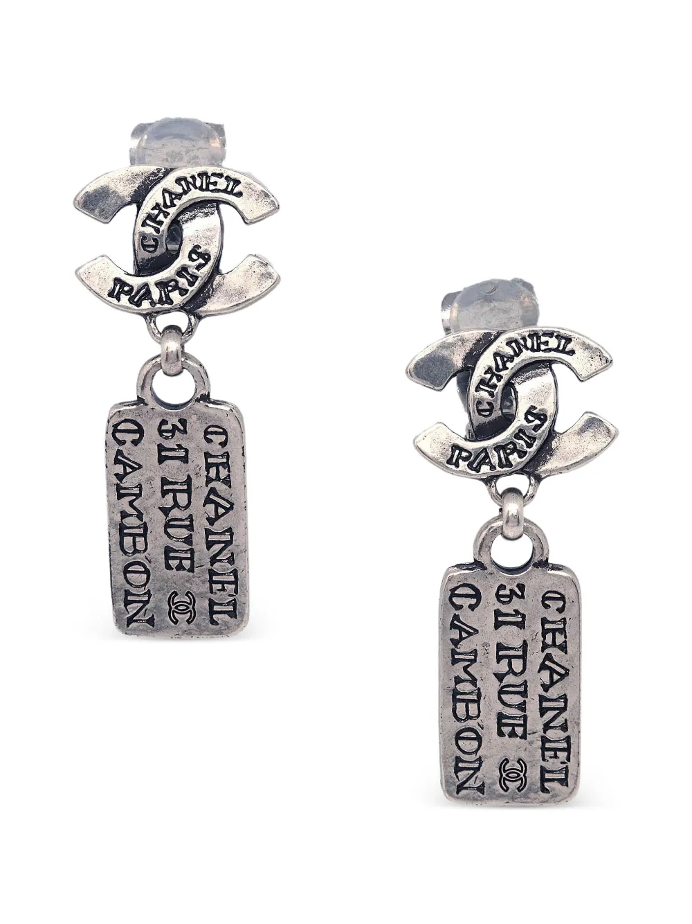 CHANEL Pre-Owned Orecchini pendenti a clip CC 1999 - Argento