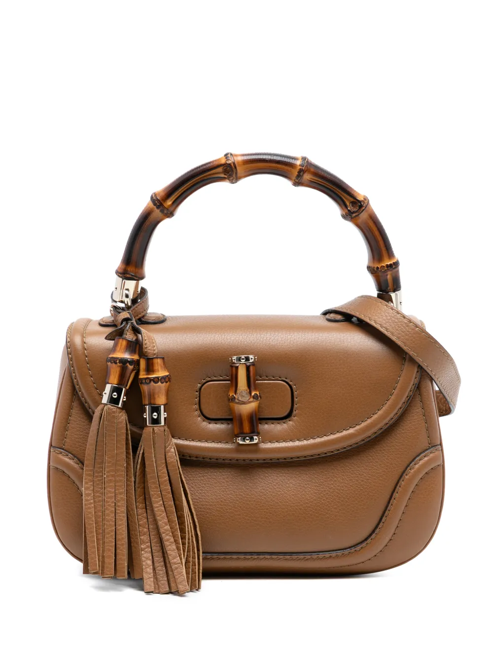 Gucci Pre-Owned 2016-2026 Medium Leather New Bamboo satchel - Marrone