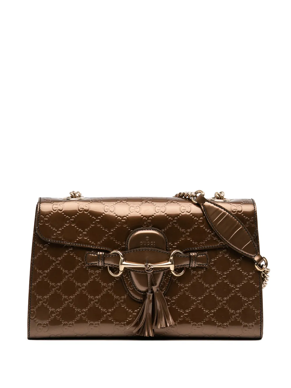 Gucci Pre-Owned 2016-2026 Medium Patent Guccissima Emily shoulder bag - Marrone