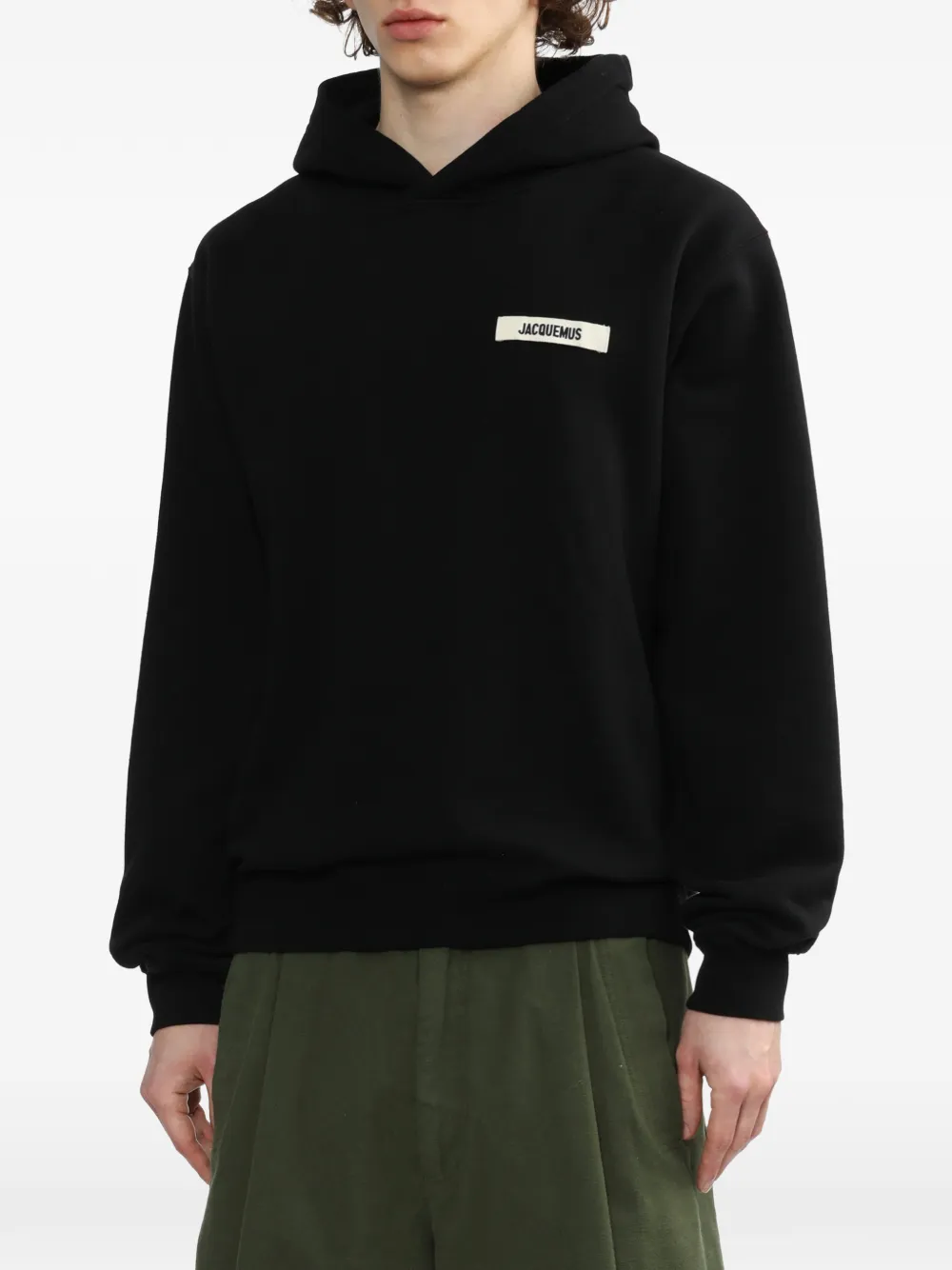 Jacquemus Sweater met logodetail en capuchon Zwart