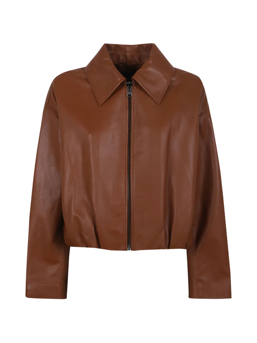 Enes collared leather jacket - Braun