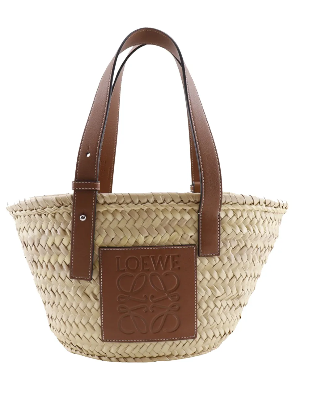 Loewe Pre-Owned 2021 Small Raffia Anagram Basket tote bag - Marrone