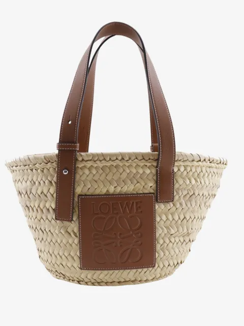 Loewe Pre-Owned tote Anagram Basket pequeña de rafia 2021