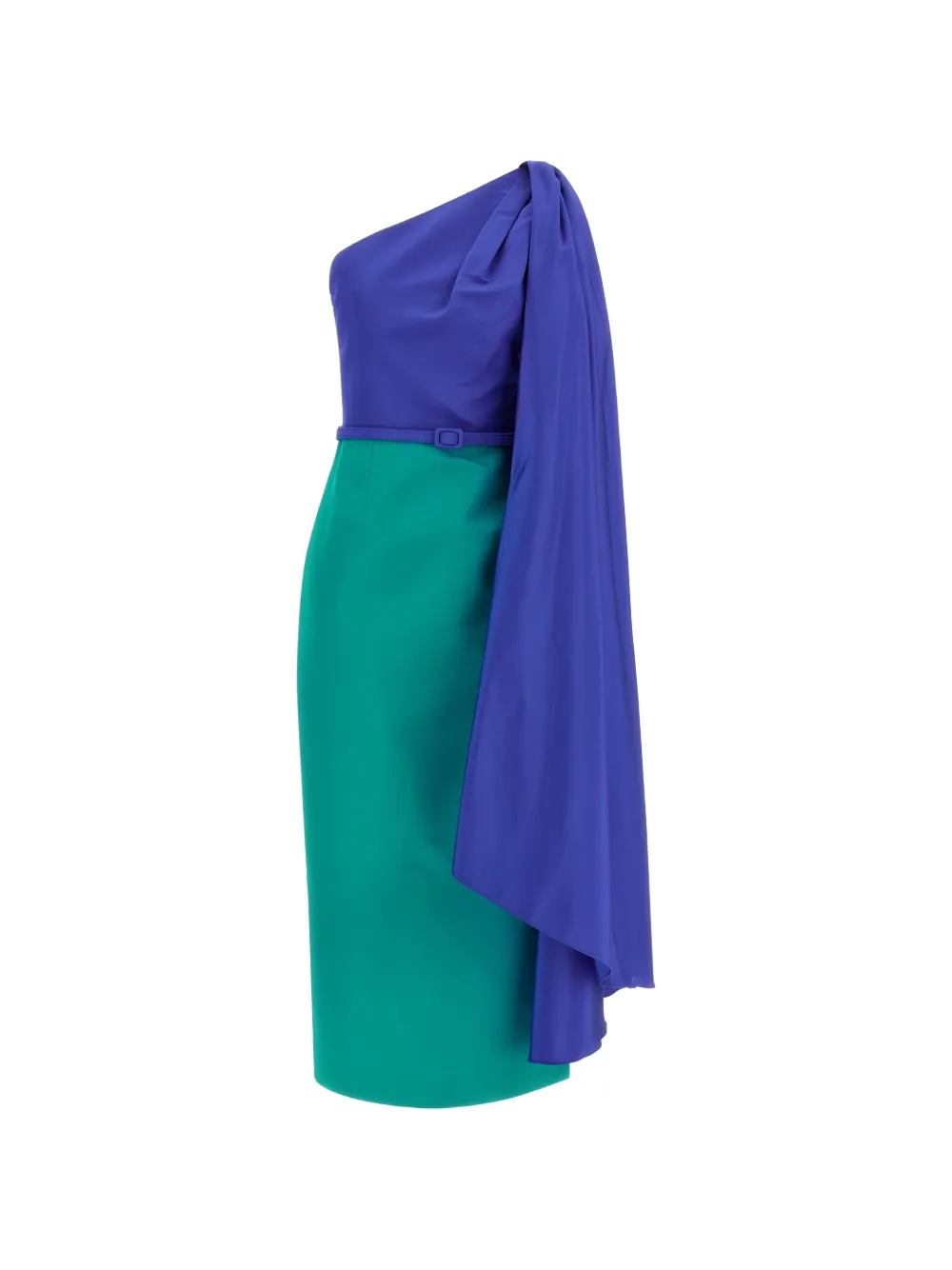 Carolina Herrera colour block one-shoulder dress - Blu