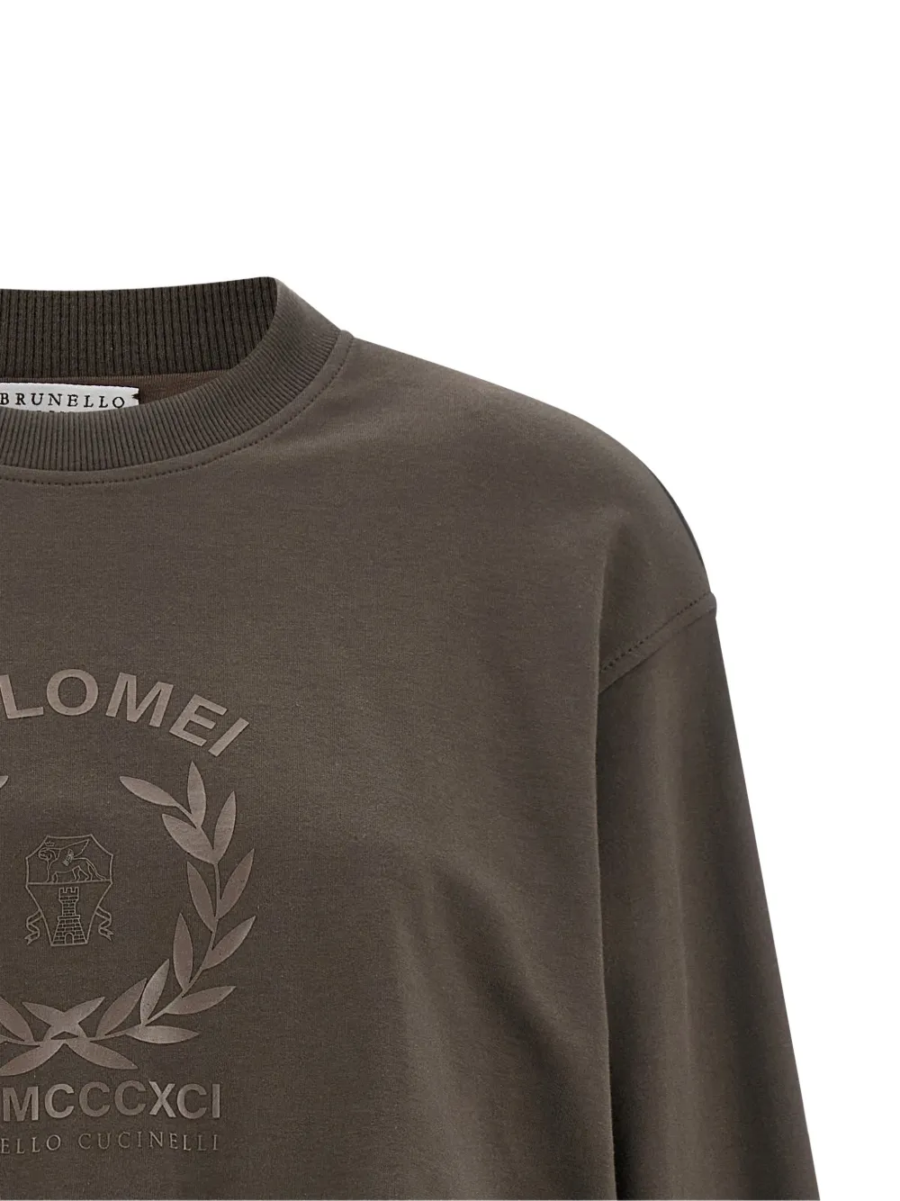 Brunello Cucinelli Bewerkte sweater met verlaagde schouders Bruin