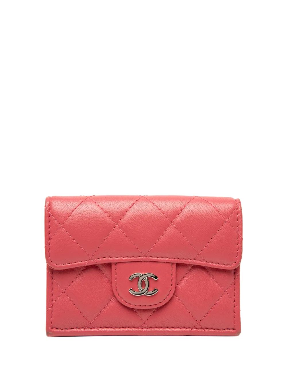 CHANEL Pre-Owned 2019 CC Quilted Lambskin Compact Flap Wallet small wallets - Rosa
