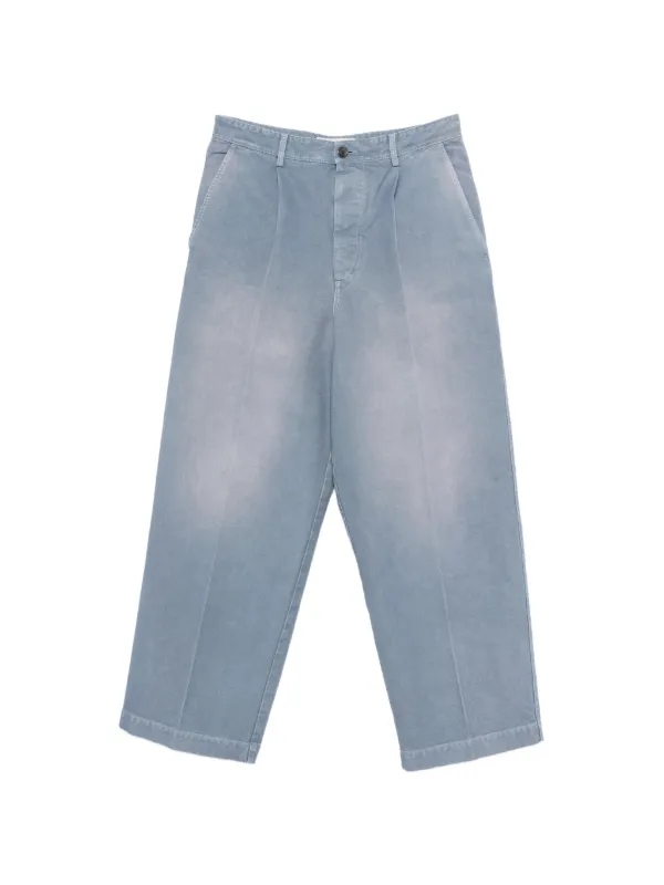 Marni Pleated Button-fastening Trousers in Blue