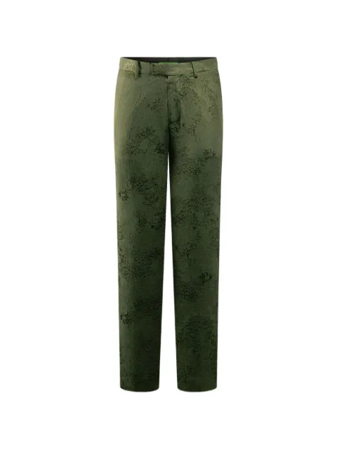 Shanghai Tang pantalones con motivo floral y rayas laterales