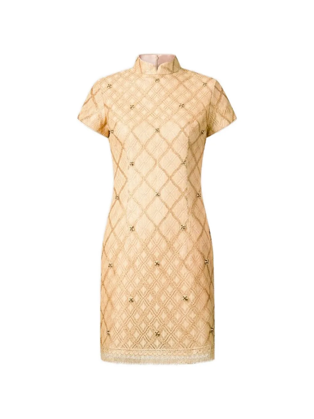 Shanghai Tang beaded lattice mini dress - Toni neutri
