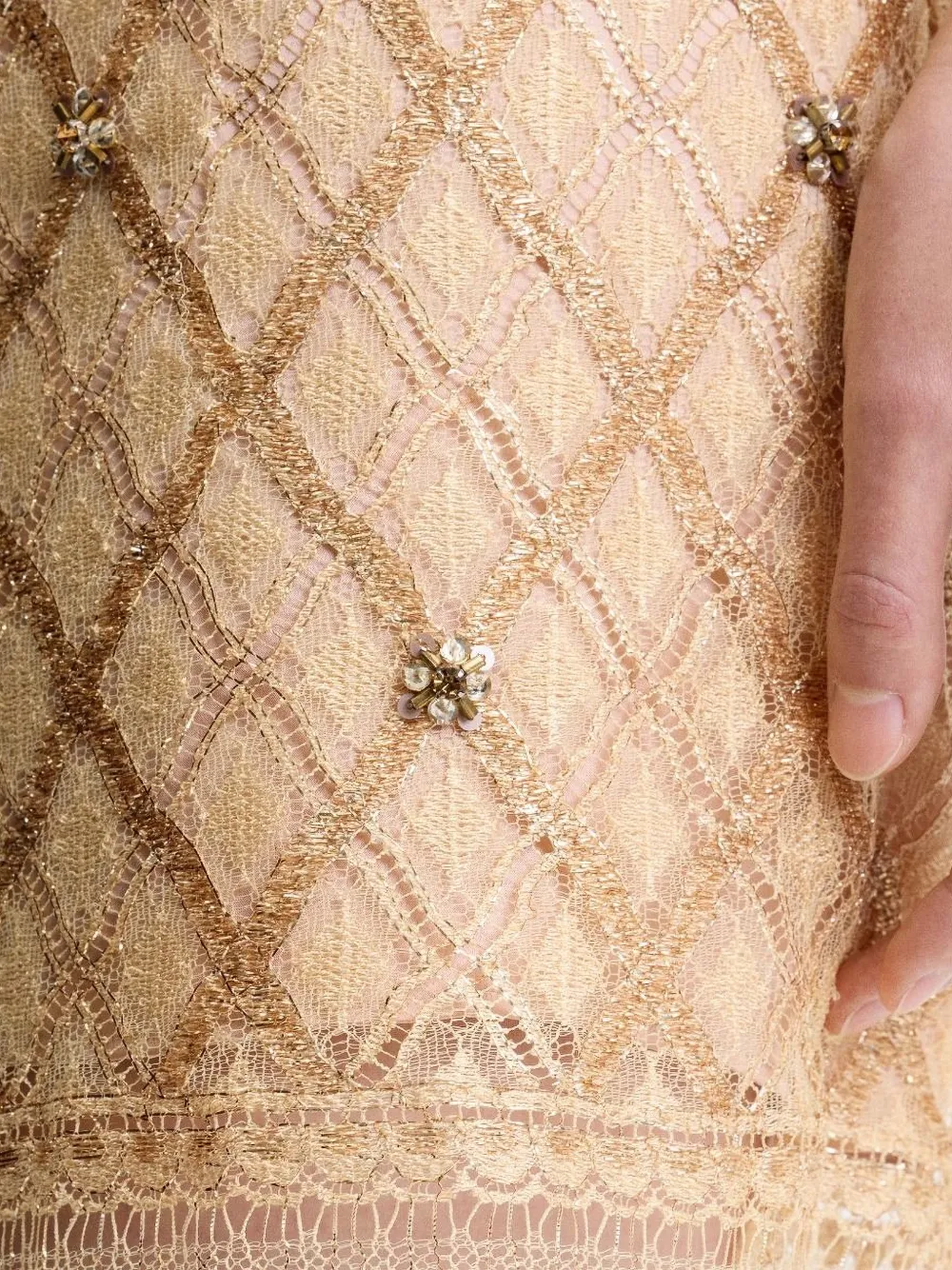 Beaded Lattice Mini Dress