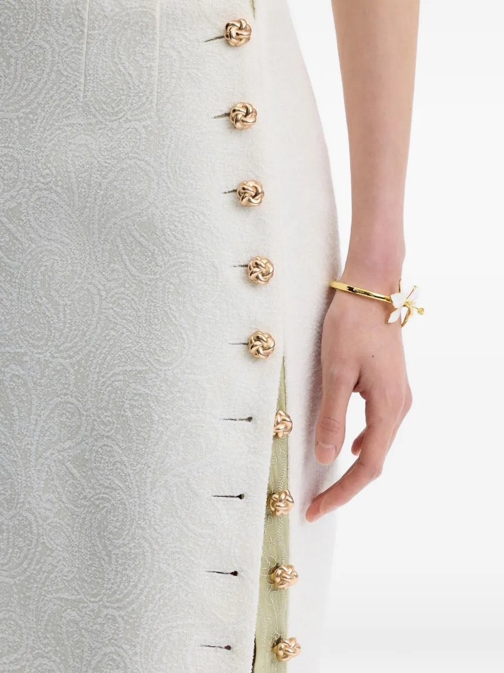 Shanghai Tang Rok met bloemenprint Beige