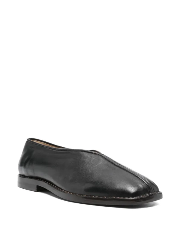 LEMAIRE Flat Piped Slippers In Leather | Black | FARFETCH CA