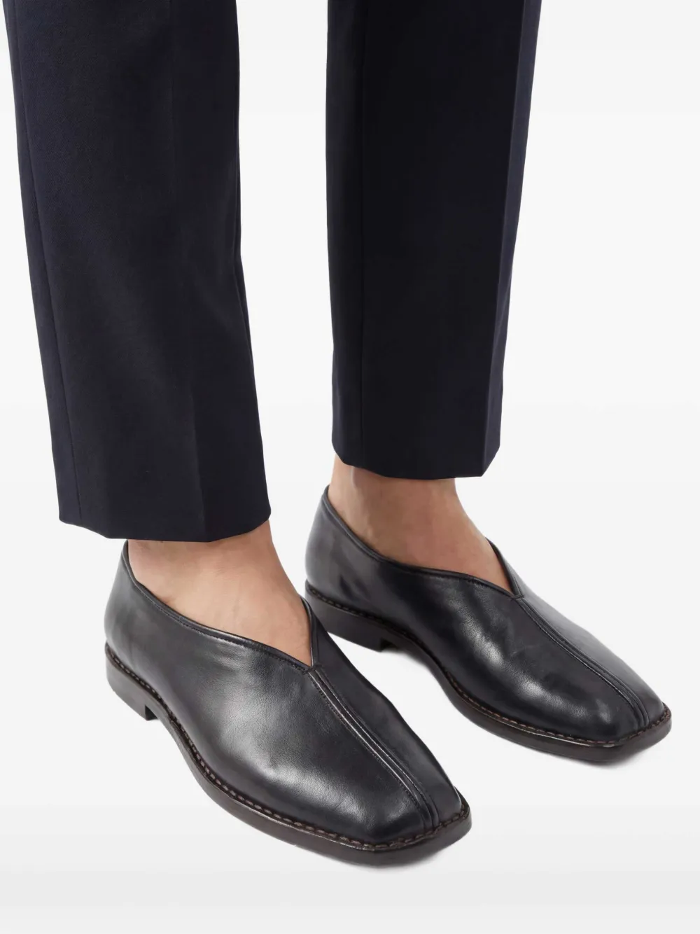 LEMAIRE ブラックレザー ローファー LEMAIRE オープントゥ ローファー | ブラック | FARFETCH JP