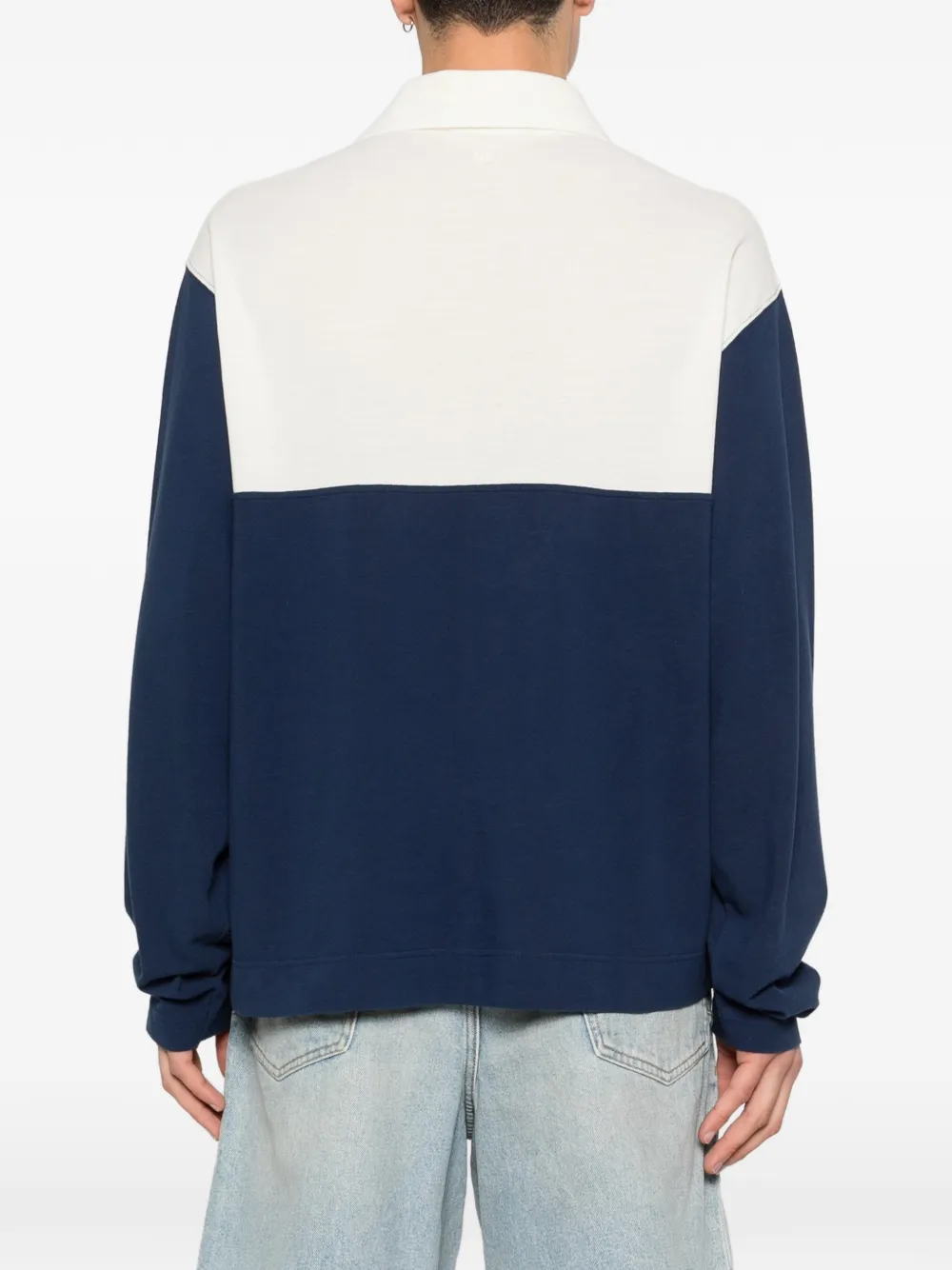 AMI Paris Poloshirt met colourblocking en lange mouwen Blauw
