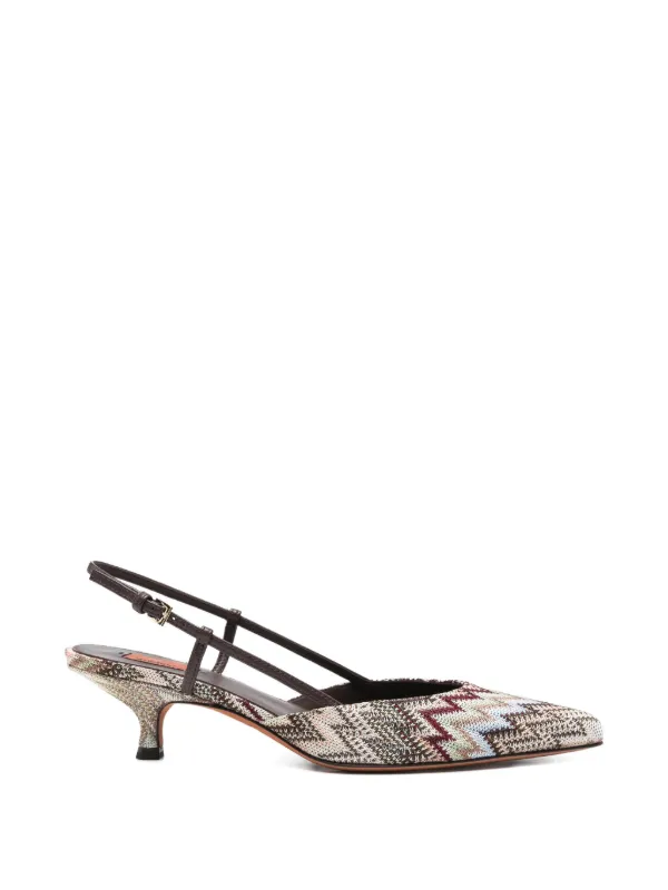 Missoni Point-toe Slingback Pumps in Neutrals