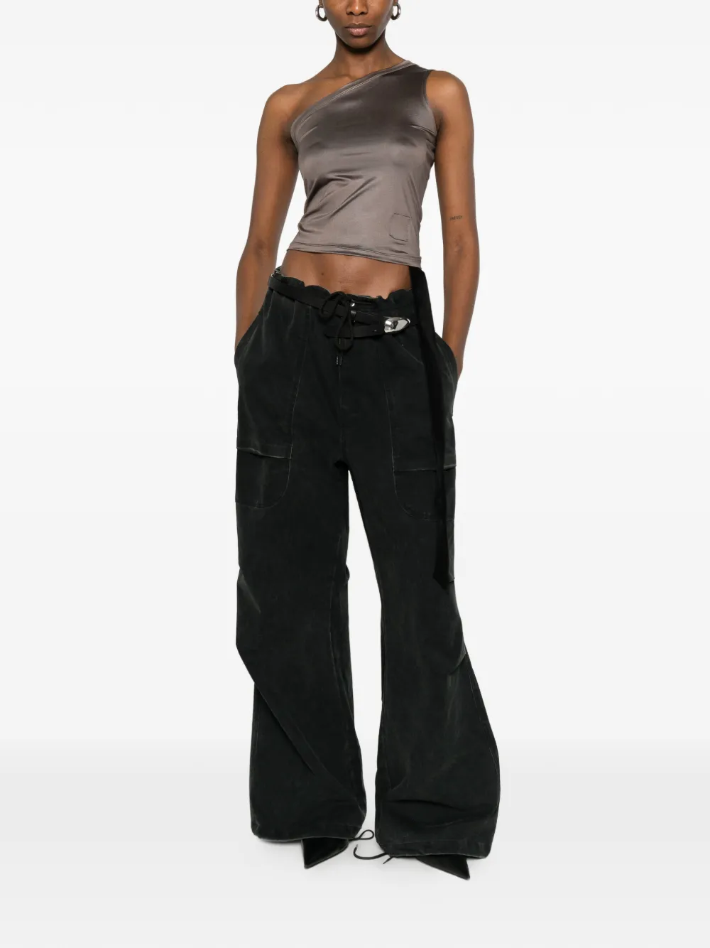 one-shoulder ribbon top