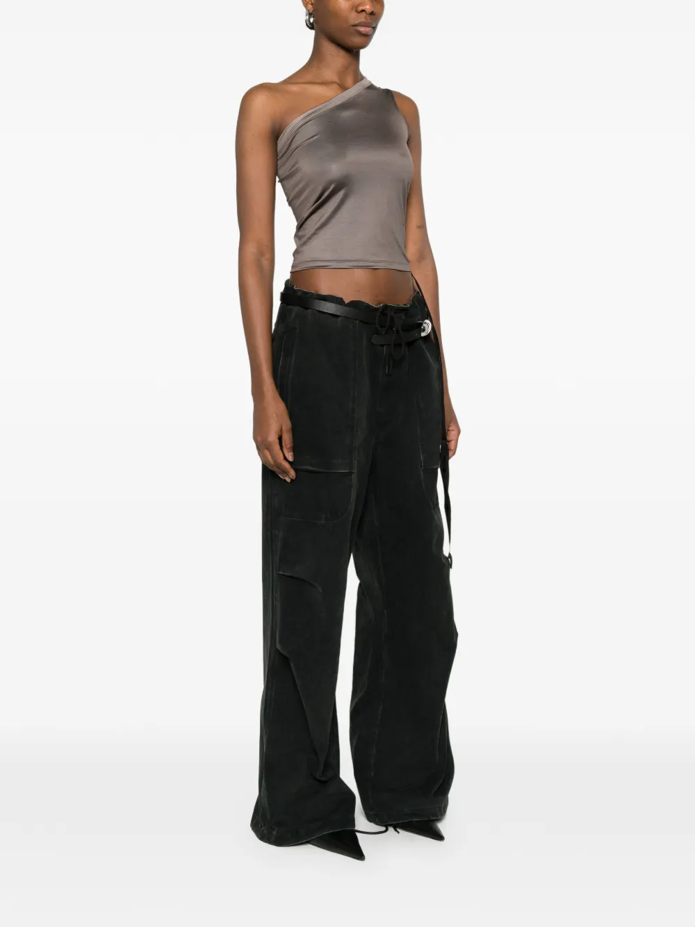 one-shoulder ribbon top