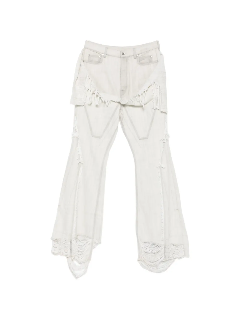 Rick Owens DRKSHDW fringed distressed button-fastening jeans - Bianco