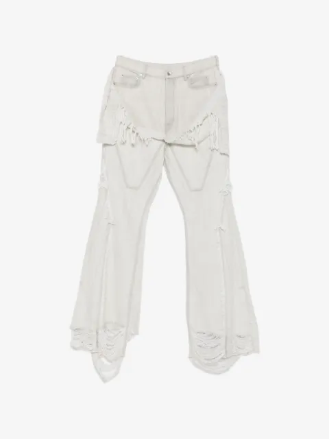 Rick Owens DRKSHDW fringed distressed button-fastening jeans