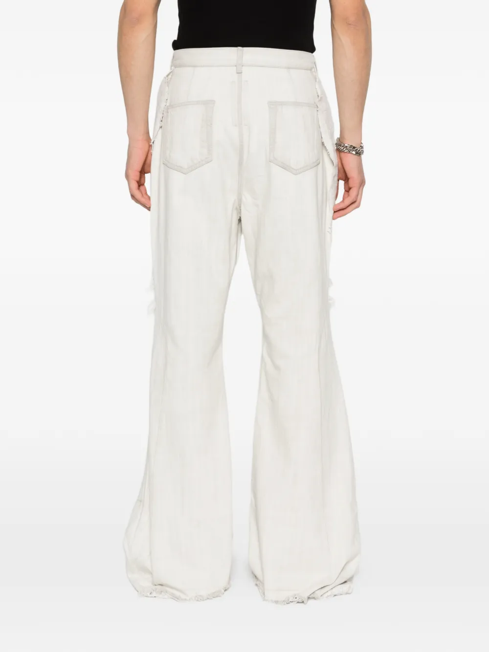 Rick Owens DRKSHDW Gerafelde jeans met knoopsluiting en franje Wit
