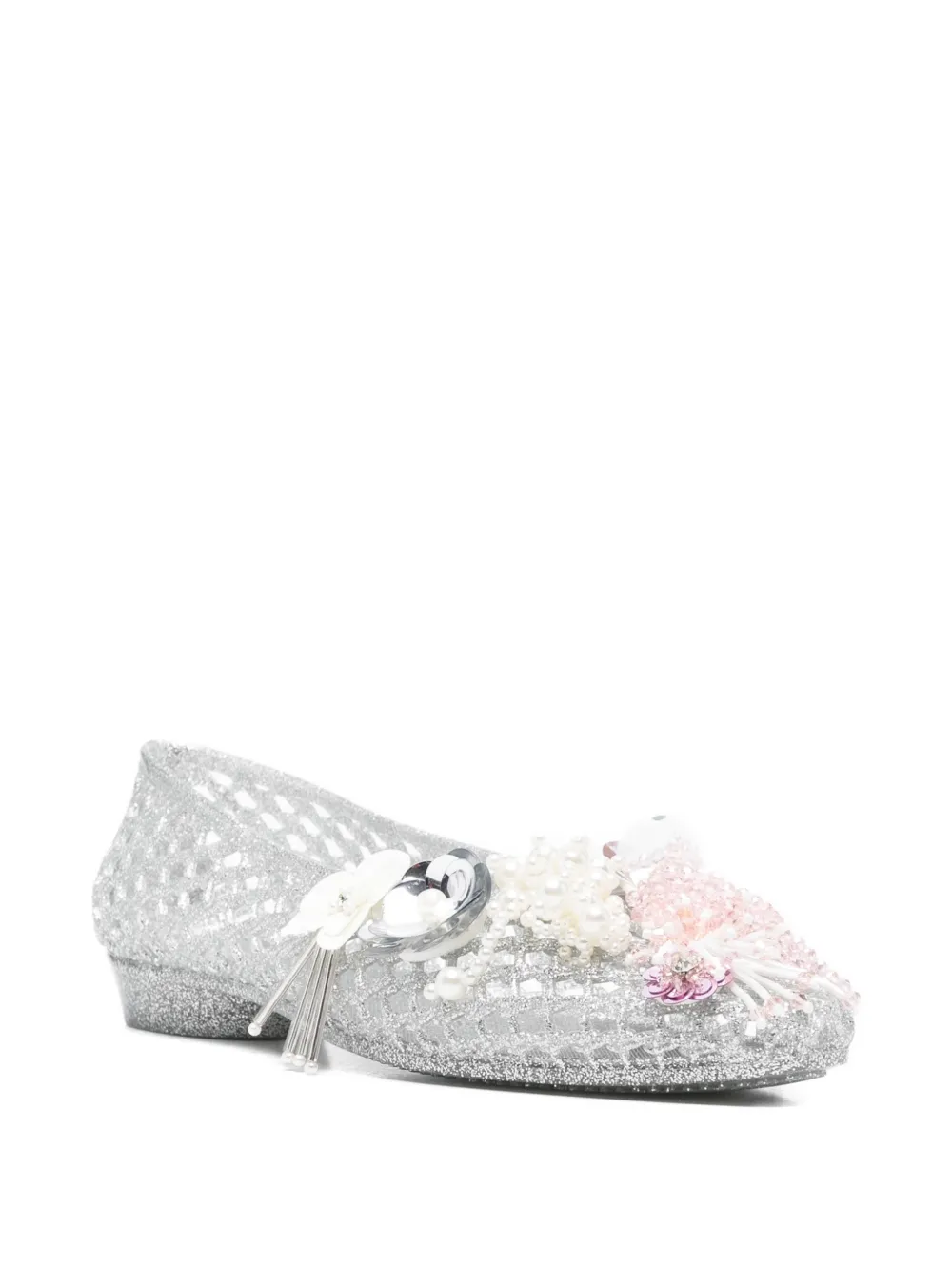 HEAVENLY JELLY Ballerina's verfraaid met bloemen Zilver
