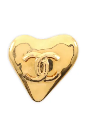 CHANEL Pre-Owned 1995 ココマーク ハート ブローチ | ゴールドトーン