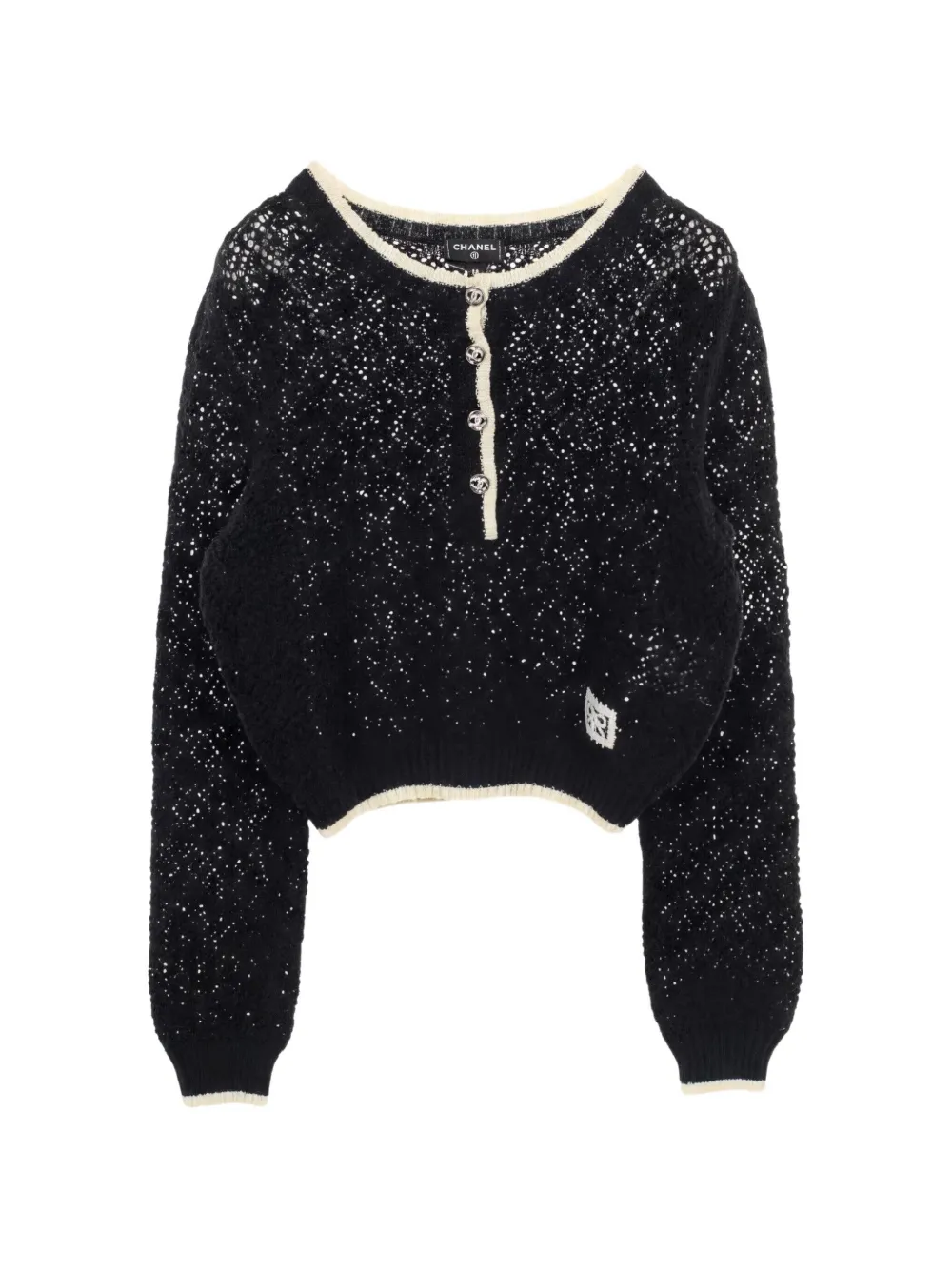 CHANEL Pre-Owned 1986-1988 Cocomark knit button top - Black