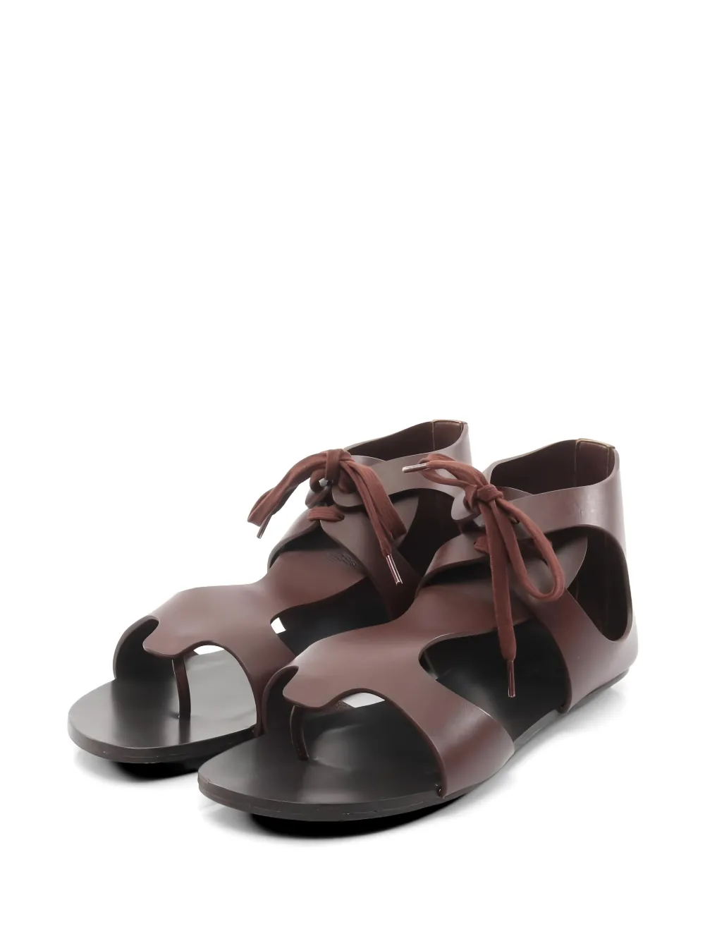 Pre-owned Hermes Garate Leather Thong Sandals In Brown