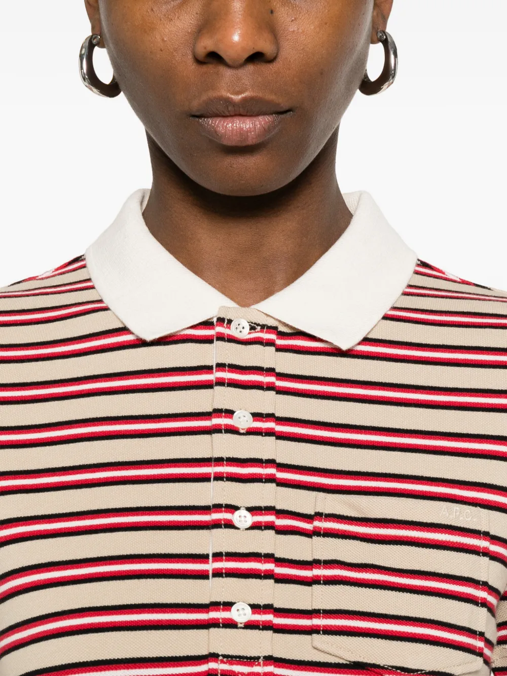 A.P.C. Gestreepte mini-jurk met zak Beige