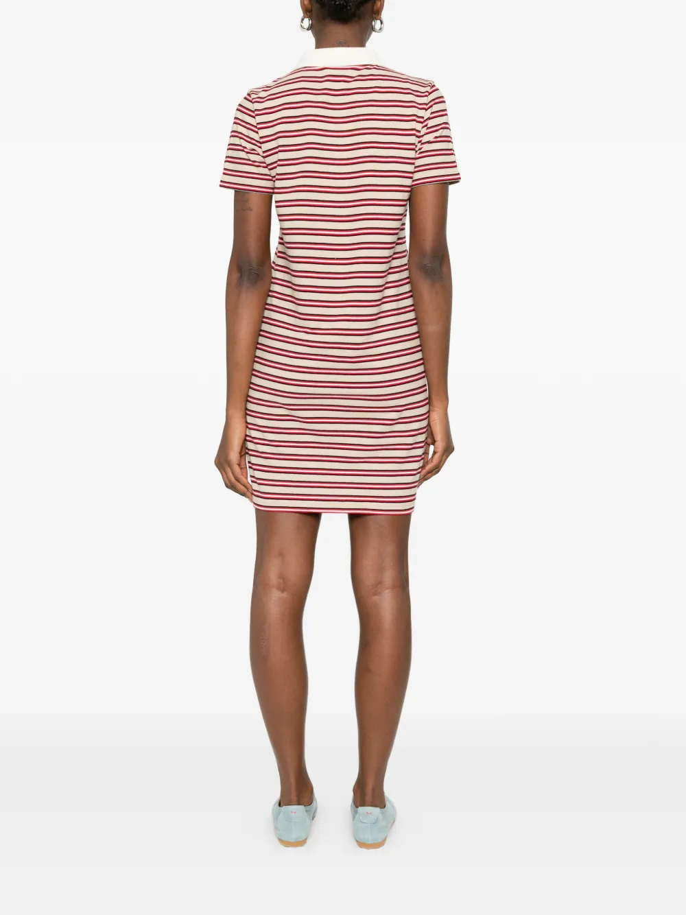 A.P.C. Gestreepte mini-jurk met zak Beige