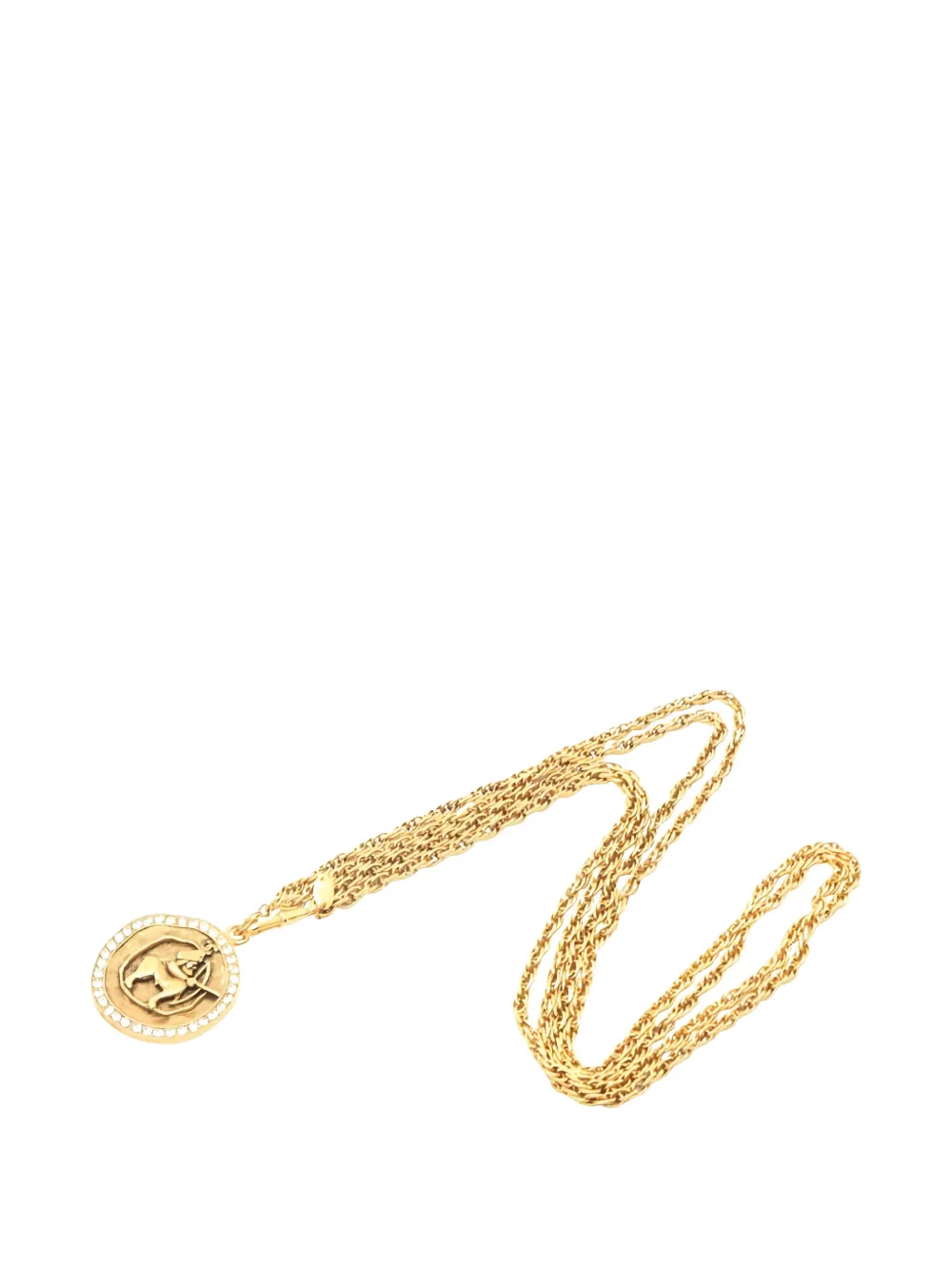 CHANEL Pre-Owned 1986-1988 rhinestone pendant necklace - Oro