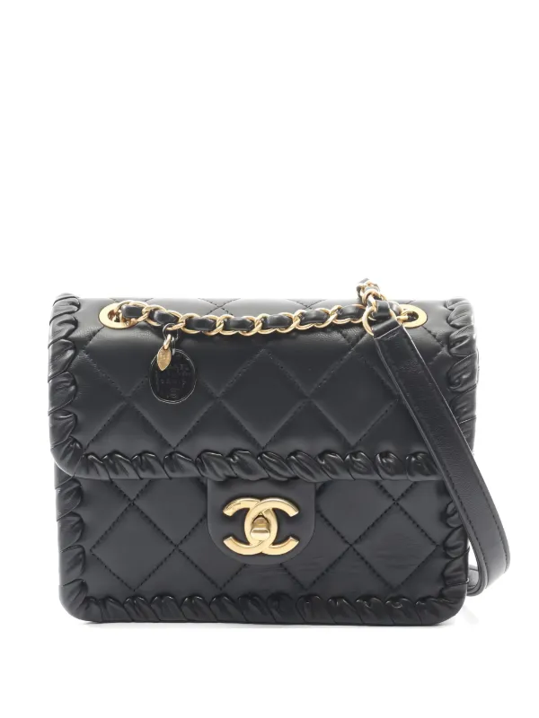 Chanel Pre-owned 2021 Mini Double Chain Shoulder Bag in Black
